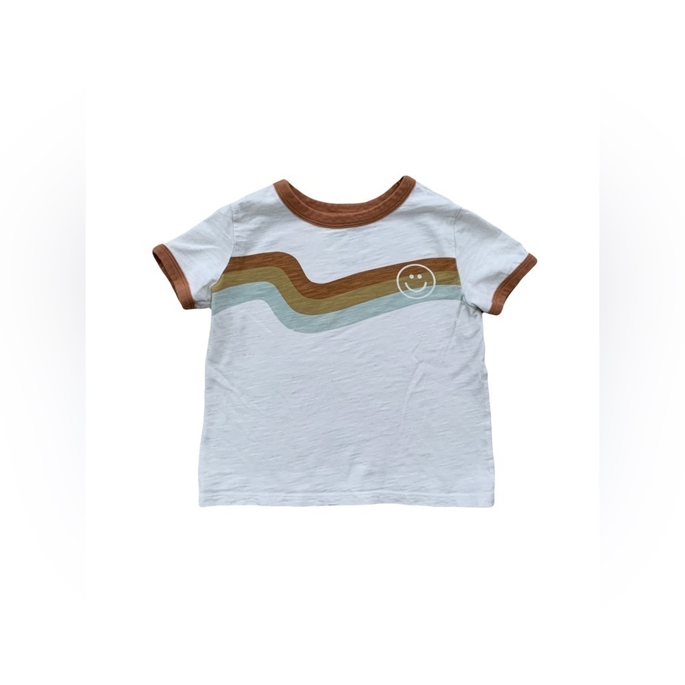 Little Co. Size 5T Smiley Stripe Ringer Tee